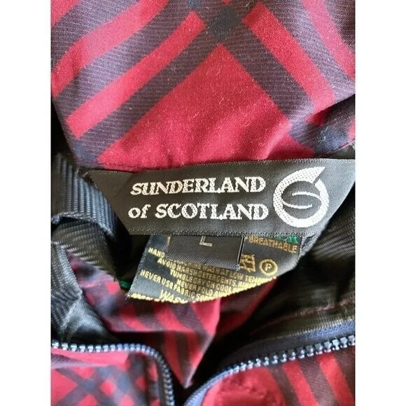 Sunderland Scotland Cygnet Plaid Pullover Windbreaker Jacket Red Blue Womens L